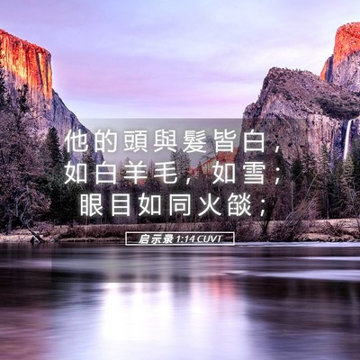 Picture 05 - 启 示 录 1:14 CUVT - 他 的 頭 與 髮 皆 白 ， 如 白 羊 毛 - Bible Verse Picture