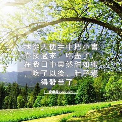 Picture 05 - 启 示 录 10:10 CUVT - 我 從 天 使 手 中 把 小 書 卷 接 過 - Bible Verse Picture