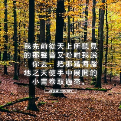 Picture 05 - 启 示 录 10:8 CUVT - 我 先 前 從 天 上 所 聽 見 的 那 聲 - Bible Verse Picture