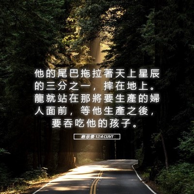 Picture 05 - 启 示 录 12:4 CUVT - 他 的 尾 巴 拖 拉 著 天 上 星 辰 的 - Bible Verse Picture