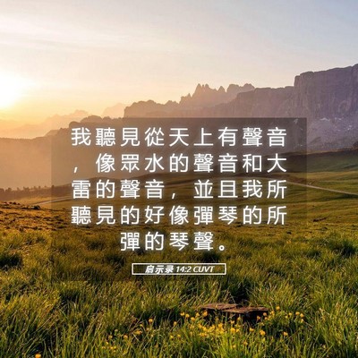 Picture 05 - 启 示 录 14:2 CUVT - 我 聽 見 從 天 上 有 聲 音 ， 像 眾 - Bible Verse Picture