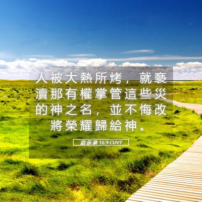 Picture 05 - 启 示 录 16:9 CUVT - 人 被 大 熱 所 烤 ， 就 褻 瀆 那 有 - Bible Verse Picture