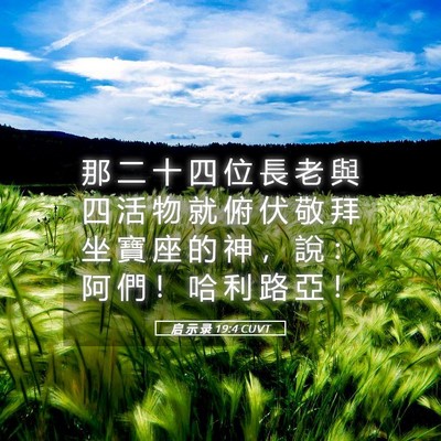 Picture 05 - 启 示 录 19:4 CUVT - 那 二 十 四 位 長 老 與 四 活 物 就 - Bible Verse Picture