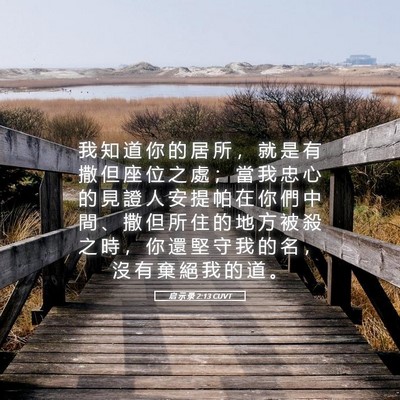 Picture 05 - 启 示 录 2:13 CUVT - 我 知 道 你 的 居 所 ， 就 是 有 撒 - Bible Verse Picture