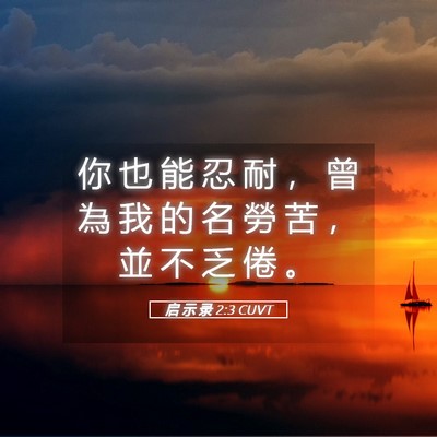 Picture 05 - 启 示 录 2:3 CUVT - 你 也 能 忍 耐 ， 曾 為 我 的 名 勞 - Bible Verse Picture