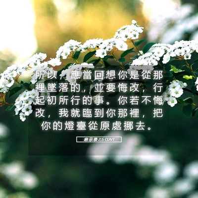 Picture 05 - 启 示 录 2:5 CUVT - 所 以 ， 應 當 回 想 你 是 從 那 裡 - Bible Verse Picture