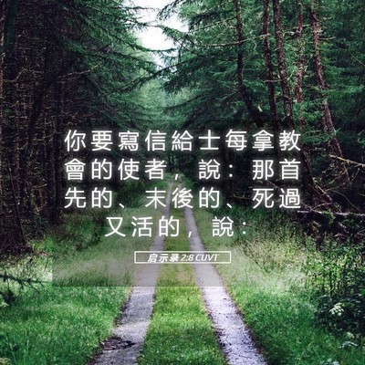 Picture 05 - 启 示 录 2:8 CUVT - 你 要 寫 信 給 士 每 拿 教 會 的 使 - Bible Verse Picture