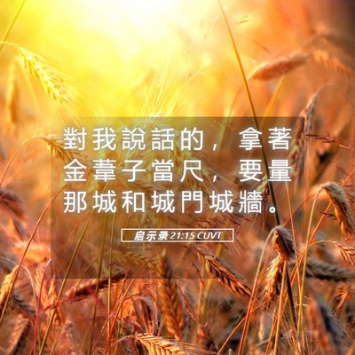Picture 05 - 启 示 录 21:15 CUVT - 對 我 說 話 的 ， 拿 著 金 葦 子 當 - Bible Verse Picture