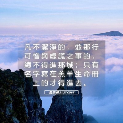Picture 05 - 启 示 录 21:27 CUVT - 凡 不 潔 淨 的 ， 並 那 行 可 憎 與 - Bible Verse Picture