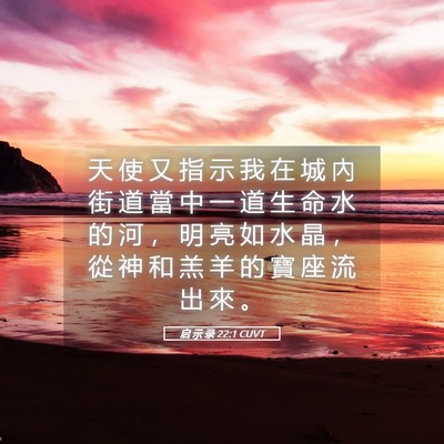 Picture 05 - 启 示 录 22:1 CUVT - 天 使 又 指 示 我 在 城 內 街 道 當 - Bible Verse Picture