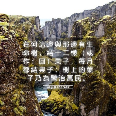 Picture 05 - 启 示 录 22:2 CUVT - 在 河 這 邊 與 那 邊 有 生 命 樹 ， - Bible Verse Picture