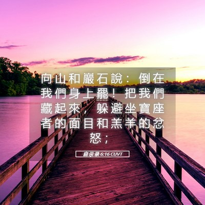 Picture 05 - 启 示 录 6:16 CUVT - 向 山 和 巖 石 說 ： 倒 在 我 們 身 - Bible Verse Picture