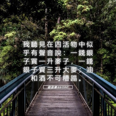 Picture 05 - 启 示 录 6:6 CUVT - 我 聽 見 在 四 活 物 中 似 乎 有 聲 - Bible Verse Picture