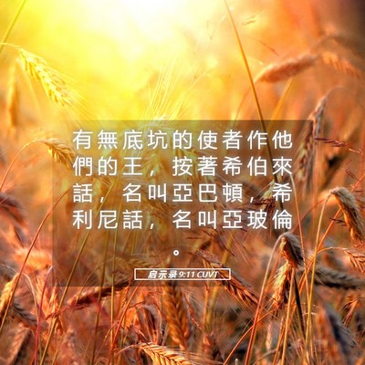 Picture 05 - 启 示 录 9:11 CUVT - 有 無 底 坑 的 使 者 作 他 們 的 王 - Bible Verse Picture