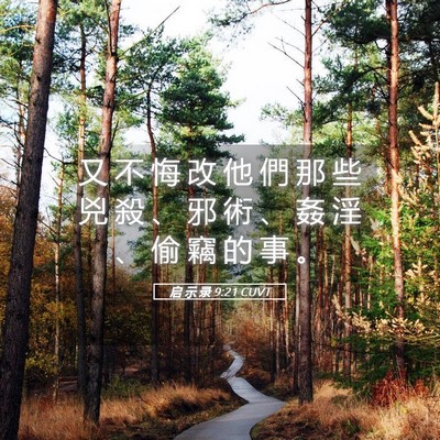 Picture 05 - 启 示 录 9:21 CUVT - 又 不 悔 改 他 們 那 些 兇 殺 、 邪 - Bible Verse Picture
