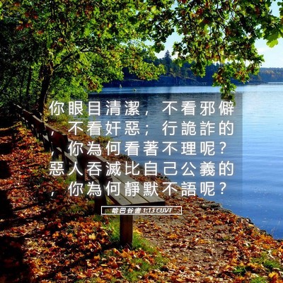 Picture 05 - 哈 巴 谷 書 1:13 CUVT - 你 眼 目 清 潔 ， 不 看 邪 僻 ， 不 - Bible Verse Picture