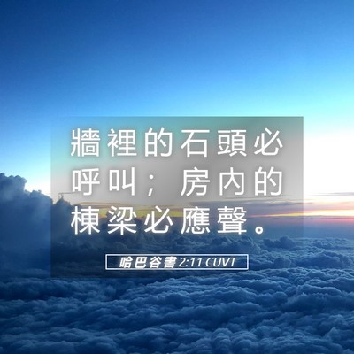 Picture 05 - 哈 巴 谷 書 2:11 CUVT - 牆 裡 的 石 頭 必 呼 叫 ； 房 內 的 - Bible Verse Picture