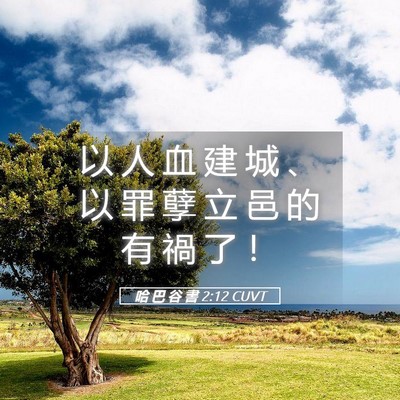 Picture 05 - 哈 巴 谷 書 2:12 CUVT - 以 人 血 建 城 、 以 罪 孽 立 邑 的 - Bible Verse Picture