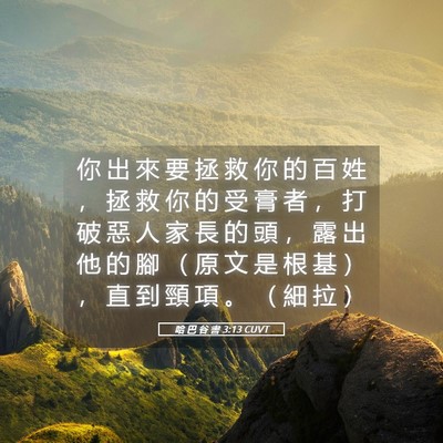 Picture 05 - 哈 巴 谷 書 3:13 CUVT - 你 出 來 要 拯 救 你 的 百 姓 ， 拯 - Bible Verse Picture