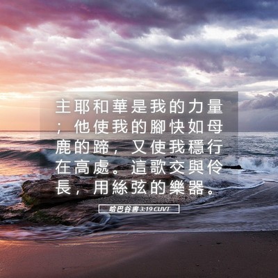 Picture 05 - 哈 巴 谷 書 3:19 CUVT - 主 耶 和 華 是 我 的 力 量 ； 他 使 - Bible Verse Picture