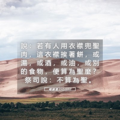 Picture 05 - 哈 該 書 2:12 CUVT - 說 ： 若 有 人 用 衣 襟 兜 聖 肉 ， - Bible Verse Picture
