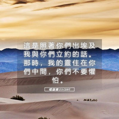 Picture 05 - 哈 該 書 2:5 CUVT - 這 是 照 著 你 們 出 埃 及 我 與 你 - Bible Verse Picture
