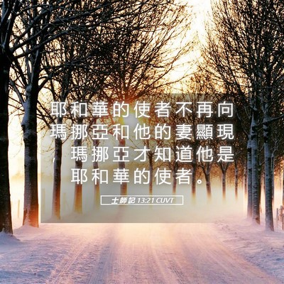 Picture 05 - 士 師 記 13:21 CUVT - 耶 和 華 的 使 者 不 再 向 瑪 挪 亞 - Bible Verse Picture