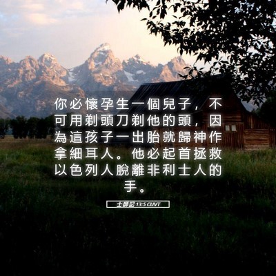 Picture 05 - 士 師 記 13:5 CUVT - 你 必 懷 孕 生 一 個 兒 子 ， 不 可 - Bible Verse Picture