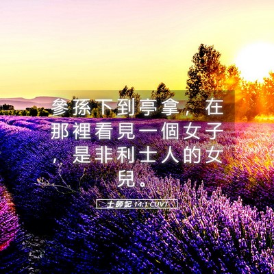 Picture 05 - 士 師 記 14:1 CUVT - 參 孫 下 到 亭 拿 ， 在 那 裡 看 見 - Bible Verse Picture
