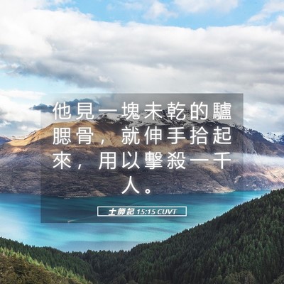 Picture 05 - 士 師 記 15:15 CUVT - 他 見 一 塊 未 乾 的 驢 腮 骨 ， 就 - Bible Verse Picture