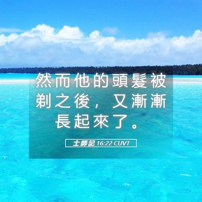 Picture 05 - 士 師 記 16:22 CUVT - 然 而 他 的 頭 髮 被 剃 之 後 ， 又 - Bible Verse Picture