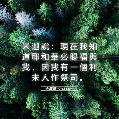 Picture 05 - 士 師 記 17:13 CUVT - 米 迦 說 ： 現 在 我 知 道 耶 和 華 - Bible Verse Picture