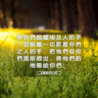 Picture 05 - 士 師 記 6:9 CUVT - 救 你 們 脫 離 埃 及 人 的 手 ， 並 - Bible Verse Picture