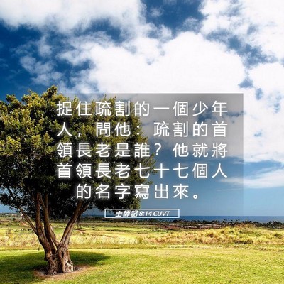 Picture 05 - 士 師 記 8:14 CUVT - 捉 住 疏 割 的 一 個 少 年 人 ， 問 - Bible Verse Picture