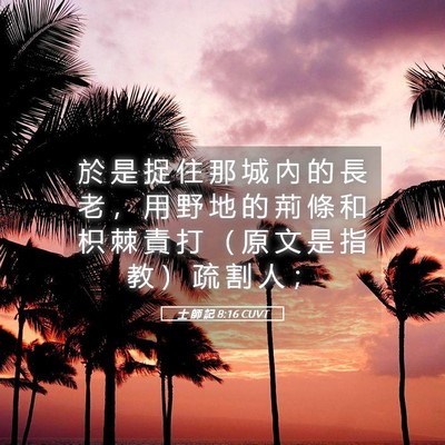 Picture 05 - 士 師 記 8:16 CUVT - 於 是 捉 住 那 城 內 的 長 老 ， 用 - Bible Verse Picture