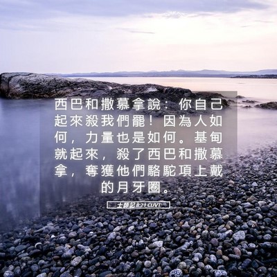 Picture 05 - 士 師 記 8:21 CUVT - 西 巴 和 撒 慕 拿 說 ： 你 自 己 起 - Bible Verse Picture