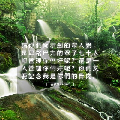 Picture 05 - 士 師 記 9:2 CUVT - 請 你 們 問 示 劍 的 眾 人 說 ， 是 - Bible Verse Picture