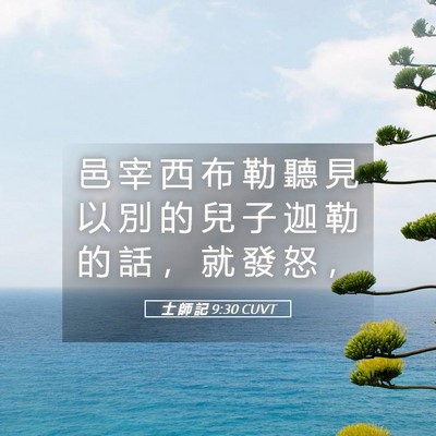 Picture 05 - 士 師 記 9:30 CUVT - 邑 宰 西 布 勒 聽 見 以 別 的 兒 子 - Bible Verse Picture