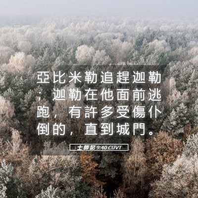 Picture 05 - 士 師 記 9:40 CUVT - 亞 比 米 勒 追 趕 迦 勒 ； 迦 勒 在 - Bible Verse Picture