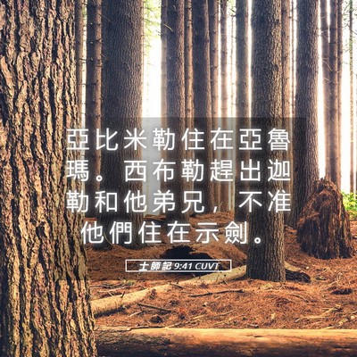 Picture 05 - 士 師 記 9:41 CUVT - 亞 比 米 勒 住 在 亞 魯 瑪 。 西 布 - Bible Verse Picture