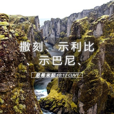 Picture 05 - 尼 希 米 記 10:12 CUVT - 撒 刻 、 示 利 比 、 示 巴 尼 - Bible Verse Picture