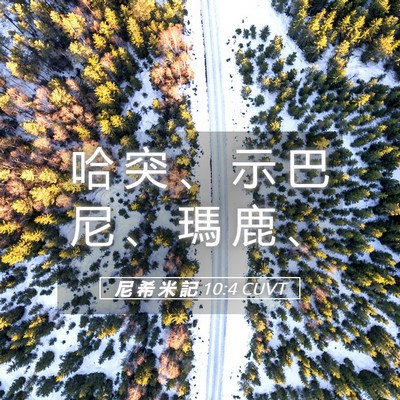 Picture 05 - 尼 希 米 記 10:4 CUVT - 哈 突 、 示 巴 尼 、 瑪 鹿 - Bible Verse Picture