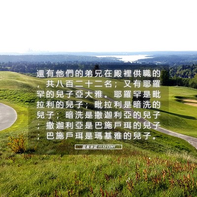Picture 05 - 尼 希 米 記 11:12 CUVT - 還 有 他 們 的 弟 兄 在 殿 裡 供 職 - Bible Verse Picture