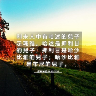 Picture 05 - 尼 希 米 記 11:15 CUVT - 利 未 人 中 有 哈 述 的 兒 子 示 瑪 - Bible Verse Picture