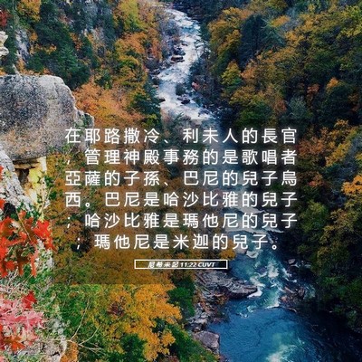 Picture 05 - 尼 希 米 記 11:22 CUVT - 在 耶 路 撒 冷 、 利 未 人 的 長 官 - Bible Verse Picture