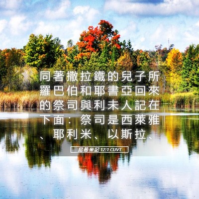 Picture 05 - 尼 希 米 記 12:1 CUVT - 同 著 撒 拉 鐵 的 兒 子 所 羅 巴 伯 - Bible Verse Picture