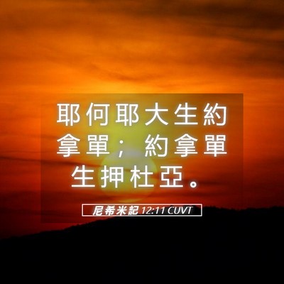 Picture 05 - 尼 希 米 記 12:11 CUVT - 耶 何 耶 大 生 約 拿 單 ； 約 拿 單 - Bible Verse Picture