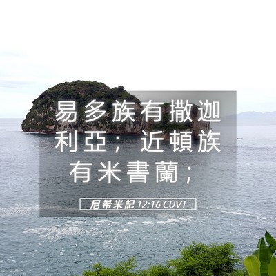 Picture 05 - 尼 希 米 記 12:16 CUVT - 易 多 族 有 撒 迦 利 亞 ； 近 頓 族 - Bible Verse Picture