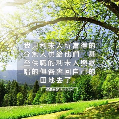 Picture 05 - 尼 希 米 記 13:10 CUVT - 我 見 利 未 人 所 當 得 的 分 無 人 - Bible Verse Picture