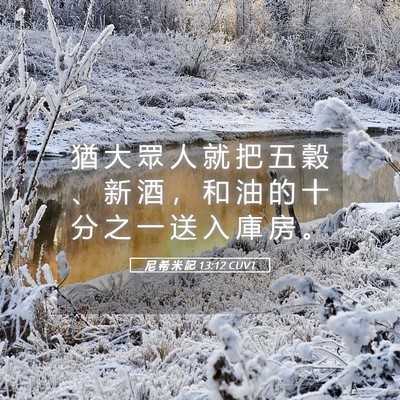 Picture 05 - 尼 希 米 記 13:12 CUVT - 猶 大 眾 人 就 把 五 穀 、 新 酒 ， - Bible Verse Picture
